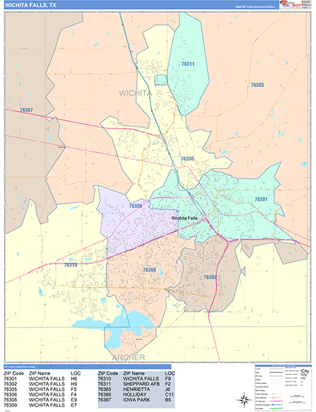 Wichita Falls, TX Zip Code Map
